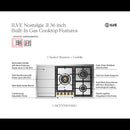 ILVE Nostalgie II 36-Inch Built-In Natural Gas Cooktop with Total Black Brass Burners in Stainless Steel (UHCPT95FNSSG)