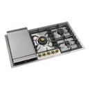 ILVE Nostalgie II 36-Inch Built-In Natural Gas Cooktop with Total Black Brass Burners in Stainless Steel (UHCPT95FNSSG)