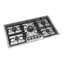 ILVE Nostalgie II 36 inch Built-In Propane Gas Cooktop with Total Black Brass Burners, in Stainless Steel (UHCPT95NSSCLP)