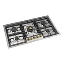 ILVE Nostalgie II 36-Inch Built-In Natural Gas Cooktop with Total Black Brass Burners in Stainless Steel (UHCPT95NSSG)