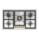 ILVE Nostalgie II 36-Inch Built-In Natural Gas Cooktop with Total Black Brass Burners in Stainless Steel (UHCPT95NSSG)