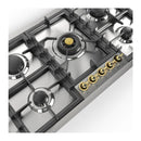 ILVE Nostalgie II 36-Inch Built-In Natural Gas Cooktop with Total Black Brass Burners in Stainless Steel (UHCPT95NSSG)