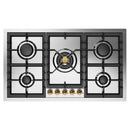 ILVE Nostalgie II 36-Inch Built-In Gas Cooktop with Total Black Brass Burners in Stainless Steel, 5 Sealed Burners (UHCPT95NSSG)
