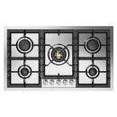 ILVE Professional Plus II 36-Inch Built-In Natural Gas Cooktop with Total Black Brass Burners in Stainless Steel (UHCPT95SS)
