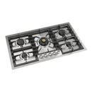 ILVE Professional Plus II 36-Inch Built-In Natural Gas Cooktop with Total Black Brass Burners in Stainless Steel (UHCPT95SS)