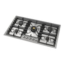 ILVE Professional Plus II 36-Inch Built-In Propane Gas Cooktop with Total Black Brass Burners in Stainless Steel (UHCPT95SSLP)