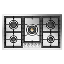 ILVE Professional Plus II 36-Inch Built-In Gas Cooktop with Total Black Brass Burners in Stainless Steel, 5 Sealed Burners (UHCPT95SS)