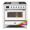 ILVE 36-Inch Majestic II Dual Fuel Range with 6 Burners and Removable Griddle - 3.5 cu. ft. Oven in Custom RAL with Chrome Trim (UM09FDNS3RALC)