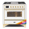 ILVE 36-Inch Majestic II Dual Fuel Range with 6 Burners and Removable Griddle with 3.5 cu. ft. Oven in Brass Trim in Custom RAL Color (UM09FDNS3RAG)