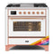 ILVE 36-Inch Majestic II Dual Fuel Range with 6 Burners and Griddle - 3.5 cu. ft. Oven - Copper Trim in Custom RAL Color (UM09FDNS3RAP)