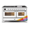 ILVE 60-Inch Majestic II Dual Fuel Range with 9 Sealed Burners and Removable Griddle - 5.8 cu. ft. Oven - Chrome Trim in Custom RAL Color (UM15FDNS3RALC)