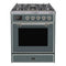 ILVE 30-Inch Majestic II Dual Fuel Range with 5 Sealed Brass Burners - 4  cu. ft. Oven in Blue Grey with Chrome Trim (UM30DNE3BGC)