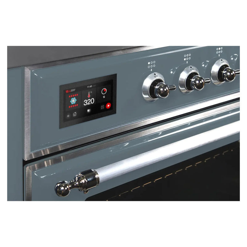 ILVE 30-Inch Majestic II Dual Fuel Range with 5 Sealed Brass Burners - 4  cu. ft. Oven in Blue Grey with Chrome Trim (UM30DNE3BGC)