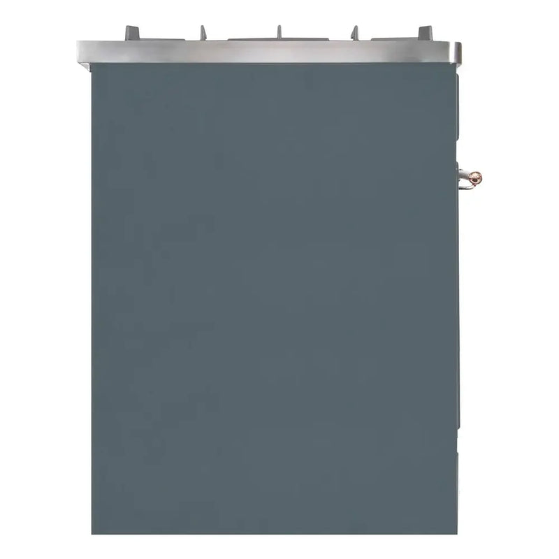 ILVE 30-Inch Majestic II Dual Fuel Range with 5 Sealed Brass Burners - 4  cu. ft. Oven - in Blue Grey with Copper Trim (UM30DNE3BGP)