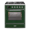 ILVE 30-Inch Majestic II Dual Fuel Range with 5 Burners - 4 cu. ft. Ovenin Emerald Green with Chrome Trim (UM30DNE3EGC)