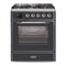 ILVE 30-Inch Majestic II Dual Fuel Range with 5 Burners - 4  cu. ft. Oven in Matte Graphite with Chrome Trim (UM30DNE3MGC)