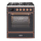 ILVE 30-Inch Majestic II Dual Fuel Range with 5 Burners - 4  cu. ft. Oven - Copper Trim in Matte Graphite with Copper Trim (UM30DNE3MGP)