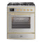 ILVE 30-Inch Majestic II Dual Fuel Range with 5 Burners - 4  cu. ft. Oven - Brass Trim in Stainless Steel with Brass Trim (UM30DNE3SSG)