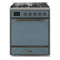 ILVE 30-Inch Majestic II Series Freestanding Dual Fuel Single Solid Door Oven Range with 5 Sealed Burners in Blue Grey with Bronze Trim (UM30DQNE3BGB)