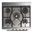 ILVE Majestic III 30-inch Dual Fuel Range with 5 Natural Gas Burner and Triple Glass Door Electric Oven in Antique White with Burnished Trim (UM30NR3AWB)