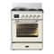 ILVE Majestic III 30-inch Dual Fuel Range with 5 Liquid Propane Burner and Triple Glass Door Electric Oven in Antique White with Chrome Trim (UM30NR3AWCLP)