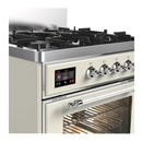 ILVE Majestic III 30-inch Dual Fuel Range with 5 Liquid Propane Burner and Triple Glass Door Electric Oven in Antique White with Chrome Trim (UM30NR3AWCLP)