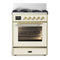 ILVE Majestic III 30-inch Dual Fuel Range with 5 Liquid Propane Burner and Triple Glass Door Electric Oven in Antique White with Brass Trim (UM30NR3AWGLP)