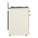 ILVE Majestic III 30-inch Dual Fuel Range with 5 Natural Gas Burner and Triple Glass Door Electric Oven in Antique White with Copper Trim (UM30NR3AWP)