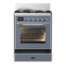 ILVE Majestic III 30-inch Dual Fuel Range with 5 Liquid Propane Burner and Triple Glass Door Electric Oven in Blue Grey with Chrome Trim (UM30NR3BGCLP)
