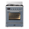 ILVE Majestic III 30-inch Dual Fuel Range with 5 Liquid Propane Burner and Triple Glass Door Electric Oven in Blue Grey with Chrome Trim (UM30NR3BGCLP)