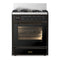 ILVE Majestic III 30-inch Dual Fuel Range with 5 Liquid Propane Burner and Triple Glass Door Electric Oven in Glossy Black with Burnished Trim (UM30NR3BKBLP)