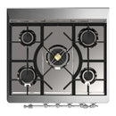 ILVE Majestic III 30-inch Dual Fuel Range with 5 Liquid Propane Burner and Triple Glass Door Electric Oven in Glossy Black with Chrome Trim (UM30NR3BKCLP)