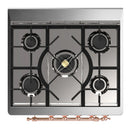 ILVE Majestic III 30-inch Dual Fuel Range with 5 Liquid Propane Burner and Triple Glass Door Electric Oven in Glossy Black with Copper Trim (UM30NR3BKPLP)