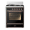 ILVE Majestic III 30-inch Dual Fuel Range with 5 Liquid Propane Burner and Triple Glass Door Electric Oven in Glossy Black with Copper Trim (UM30NR3BKPLP)