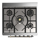 ILVE Majestic III 30-inch Dual Fuel Range with 5 Natural Gas Burner and Triple Glass Door Electric Oven in Burgundy with Burnished Trim (UM30NR3BUB)