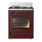 ILVE Majestic III 30-inch Dual Fuel Range with 5 Liquid Propane Burner and Triple Glass Door Electric Oven in Burgundy with Burnished Trim (UM30NR3BUBLP)