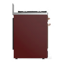 ILVE Majestic III 30-inch Dual Fuel Range with 5 Natural Gas Burner and Triple Glass Door Electric Oven in Burgundy with Copper Trim (UM30NR3BUP)