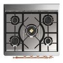 ILVE Majestic III 30-inch Dual Fuel Range with 5 Natural Gas Burner and Triple Glass Door Electric Oven in Burgundy with Copper Trim (UM30NR3BUP)