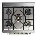 ILVE Majestic III 30-inch Dual Fuel Range with 5 Natural Gas Burner and Triple Glass Door Electric Oven in Emerald Green with Burnished Trim (UM30NR3EGB)