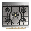 ILVE Majestic III 30-inch Dual Fuel Range with 5 Liquid Propane Burner and Triple Glass Door Electric Oven in Emerald Green with Brass Trim (UM30NR3EGGLP)