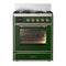 ILVE Majestic III 30-inch Dual Fuel Range with 5 Liquid Propane Burner and Triple Glass Door Electric Oven in Emerald Green with Copper Trim (UM30NR3EGPLP)