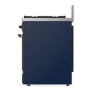 ILVE Majestic III 30-inch Dual Fuel Range with 5 Natural Gas Burner and Triple Glass Door Electric Oven in Midnight Blue with Burnished Trim (UM30NR3MBB)