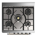 ILVE Majestic III 30-inch Dual Fuel Range with 5 Liquid Propane Burner and Triple Glass Door Electric Oven in Midnight Blue with Burnished Trim (UM30NR3MBBLP)