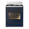 ILVE Majestic III 30-inch Dual Fuel Range with 5 Liquid Propane Burner and Triple Glass Door Electric Oven in Midnight Blue with Burnished Trim (UM30NR3MBBLP)