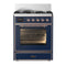 ILVE Majestic III 30-inch Dual Fuel Range with 5 Liquid Propane Burner and Triple Glass Door Electric Oven in Midnight Blue with Copper Trim (UM30NR3MBPLP)