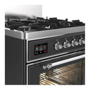 ILVE Majestic III 30-inch Dual Fuel Range with 5 Liquid Propane Burner and Triple Glass Door Electric Oven in Graphite Matte with Chrome Trim (UM30NR3MGCLP)