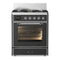 ILVE Majestic III 30-inch Dual Fuel Range with 5 Liquid Propane Burner and Triple Glass Door Electric Oven in Graphite Matte with Chrome Trim (UM30NR3MGCLP)