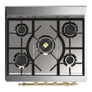 ILVE Majestic III 30-inch Dual Fuel Range with 5 Liquid Propane Burner and Triple Glass Door Electric Oven in Graphite Matte with Brass Trim (UM30NR3MGGLP)