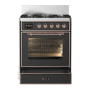 ILVE Majestic III 30-inch Dual Fuel Range with 5 Natural Gas Burner and Triple Glass Door Electric Oven in Graphite Matte with Copper Trim (UM30NR3MGP)