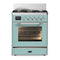 ILVE Majestic III 30-inch Dual Fuel Range with 5 Liquid Propane Burner and Triple Glass Door Electric Oven in Mediterranean Mint with Chrome Trim (UM30NR3MMCLP)